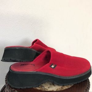 Tommy Hilfiger Vintage Red Mesh Clog Chunky Mule